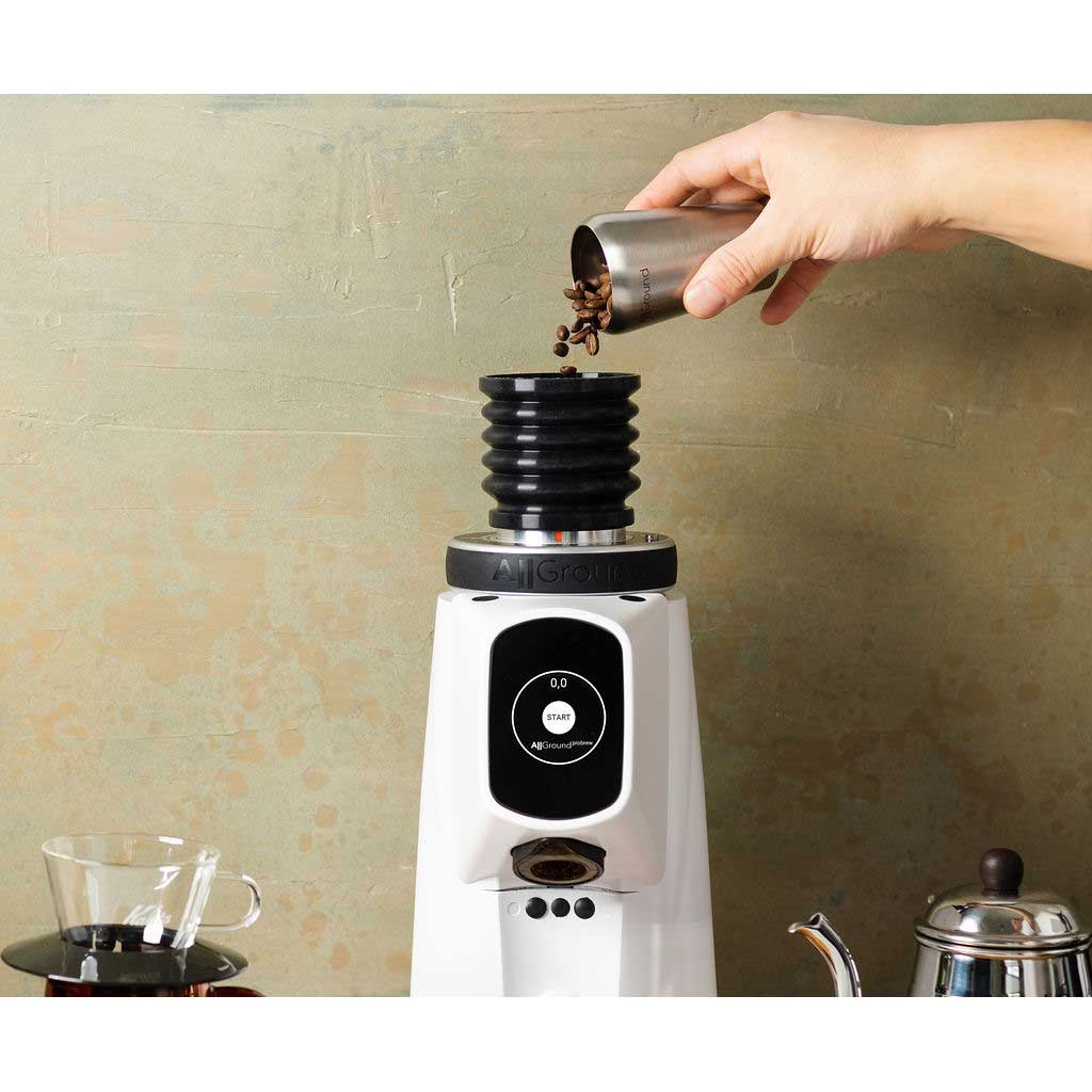 AllGround ProBrew Filter Coffee Grinder - White w/ Wood