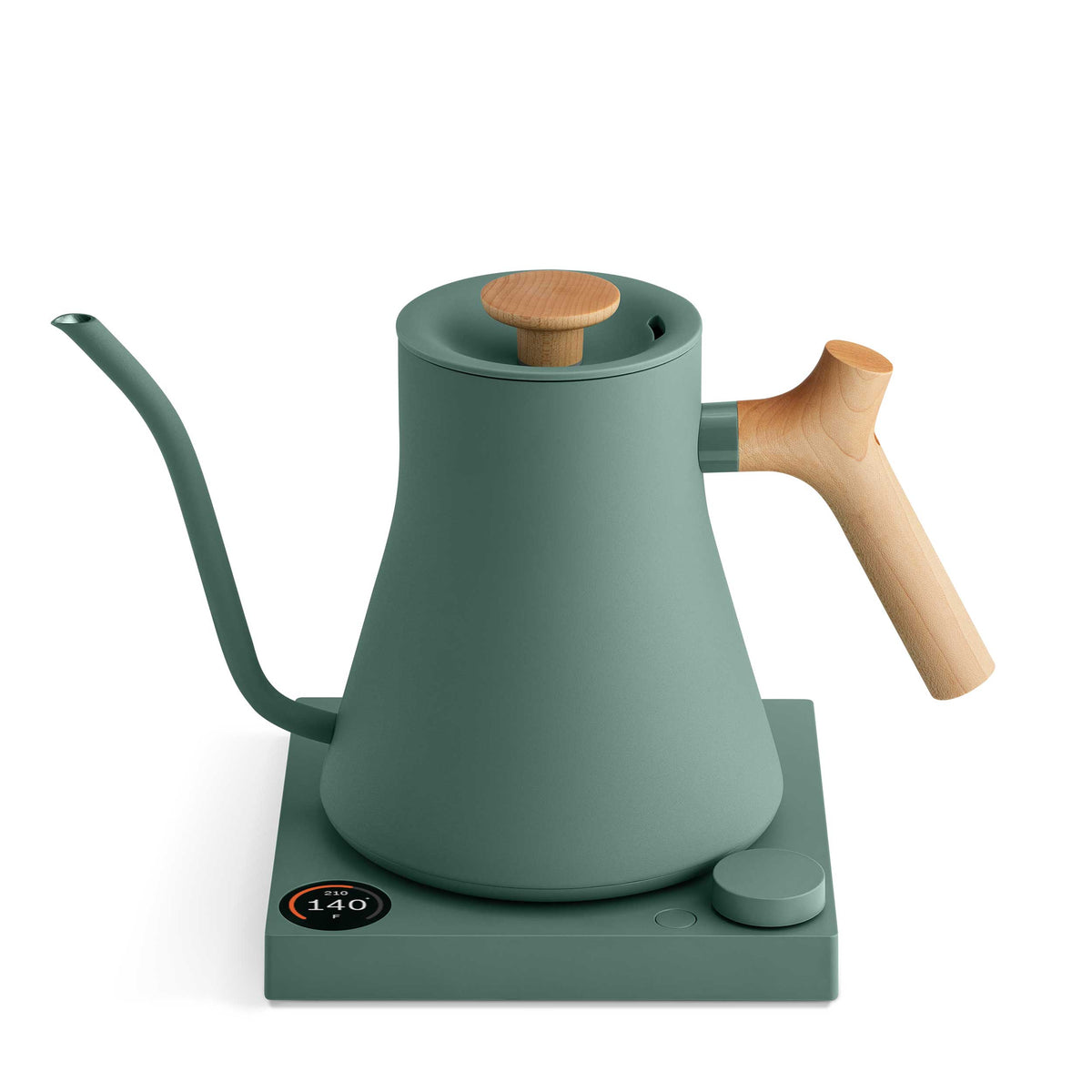 Fellow Stagg EKG Pro electric kettle in smoke green with maple, detail view 4