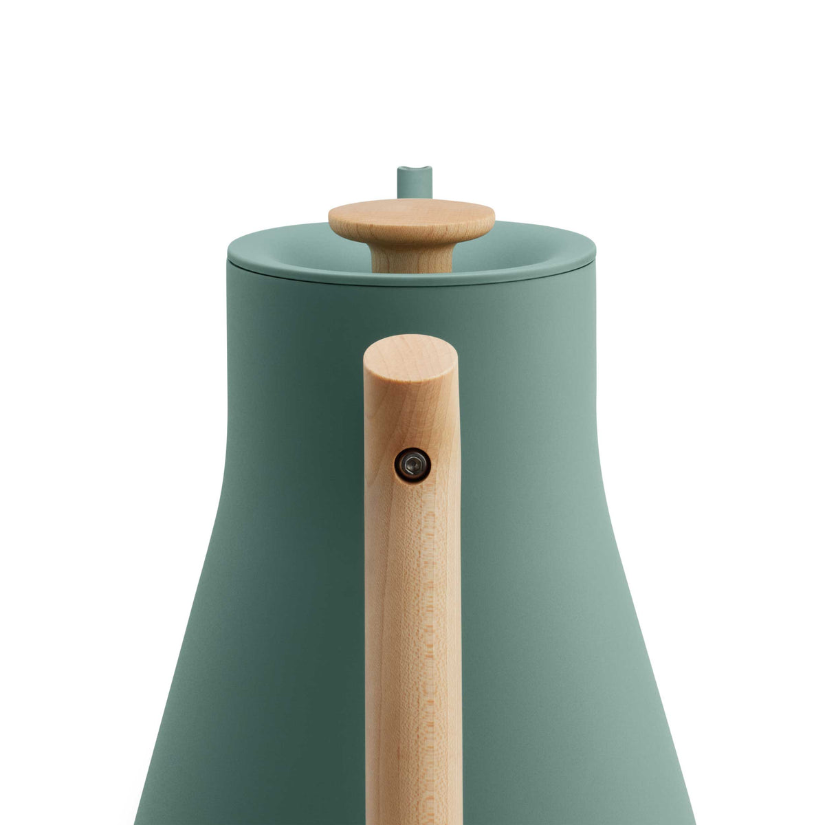 Fellow Stagg EKG Pro electric kettle in smoke green with maple, detail view 2